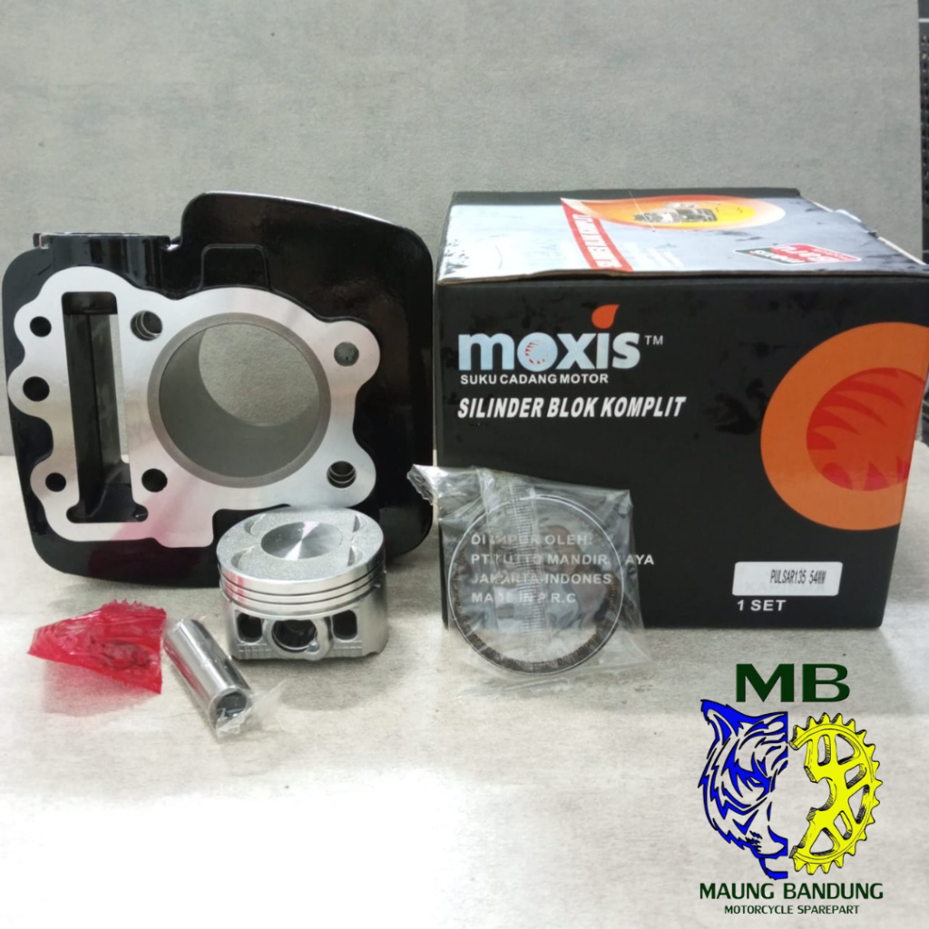 BLOK SEHER BAJAJ PULSAR 135 LS STANDARD 54 MM MERK MOXIS CYLINDER BLOK SEHER 1SET PULSAR 135 MERK MO