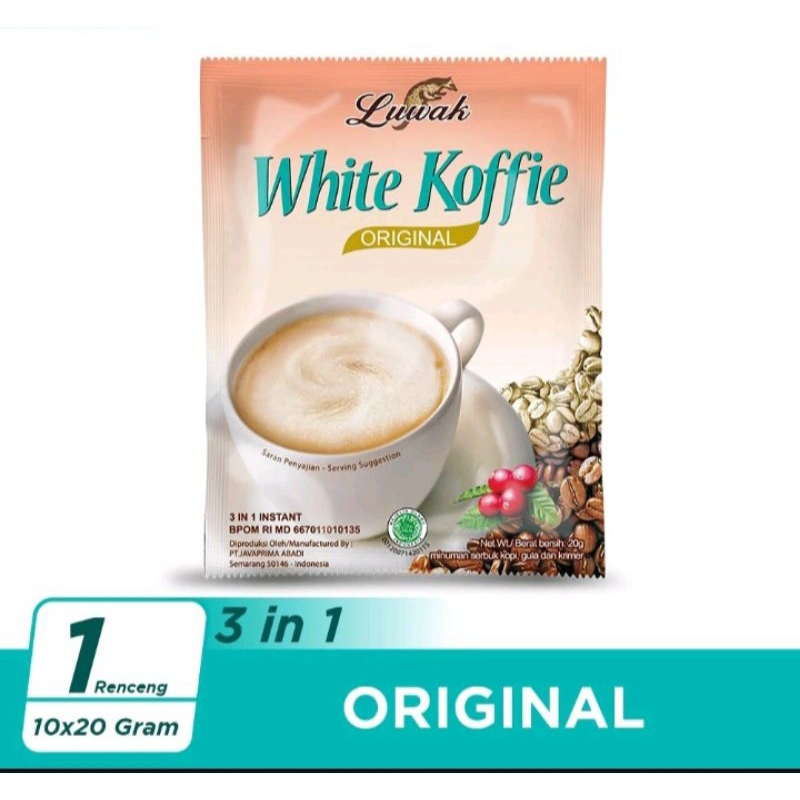 

LUWAK WHITE KOFFIE RENCENG ISI 10 SACHET @20gr / MINUMAN SERBUK COFFEMIX RENTENG 20GRAM