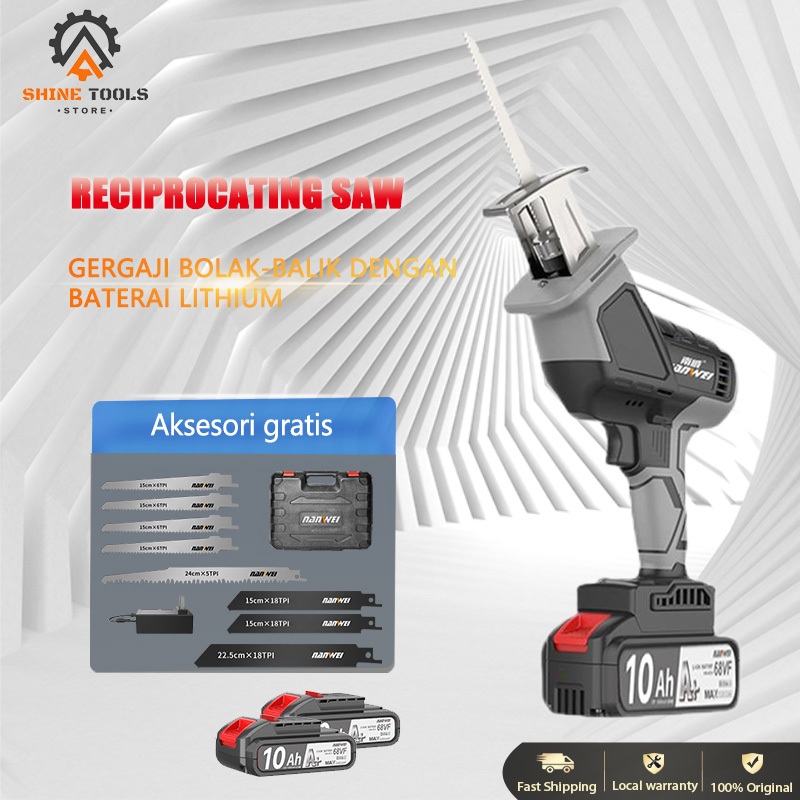 Reciprocating Saw cordless reciprocating saw/Gergaji Elektrik Portable Genggam Lithium Charger gerga