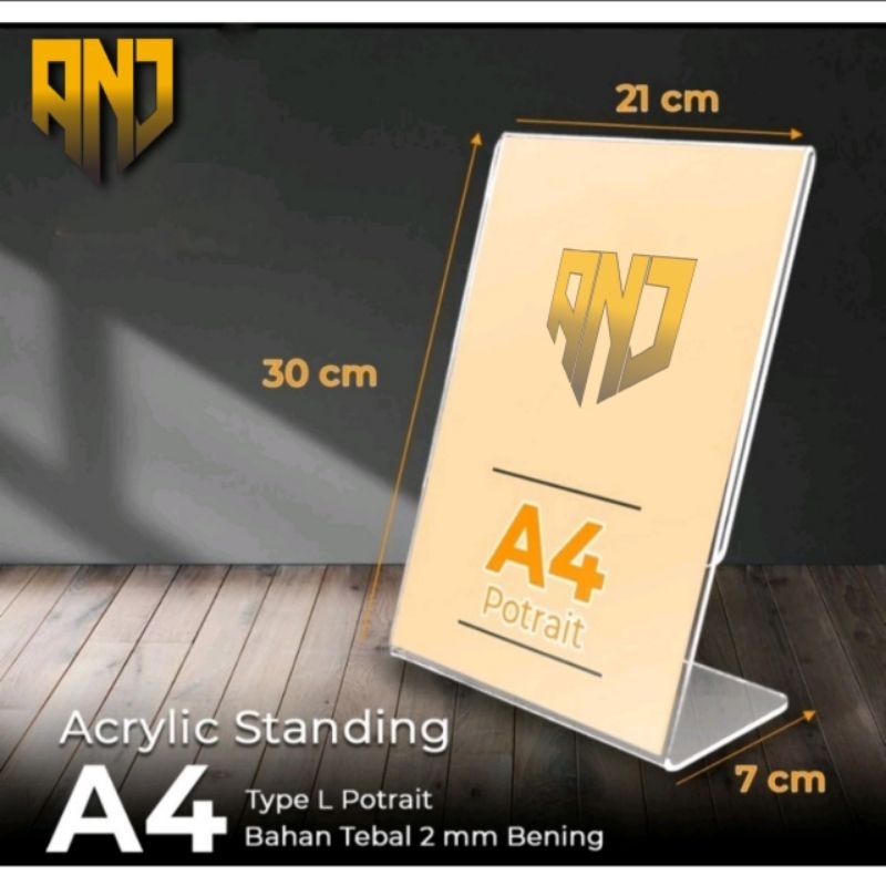 

Akrilik Display / Card Display / Nomor Meja / tempat Brosur L Potrait A4 A5 A6