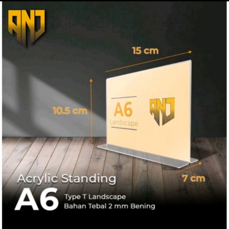 

Akrilik Display / Card Display / Nomor Meja / tempat Brosur T Lanscape A6
