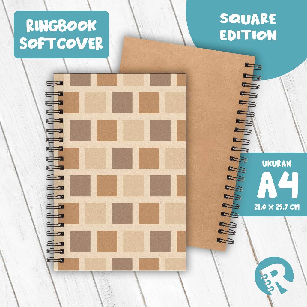 

Ringbook Softcover A4 Buku Catatan Garis/Polos Tema Square