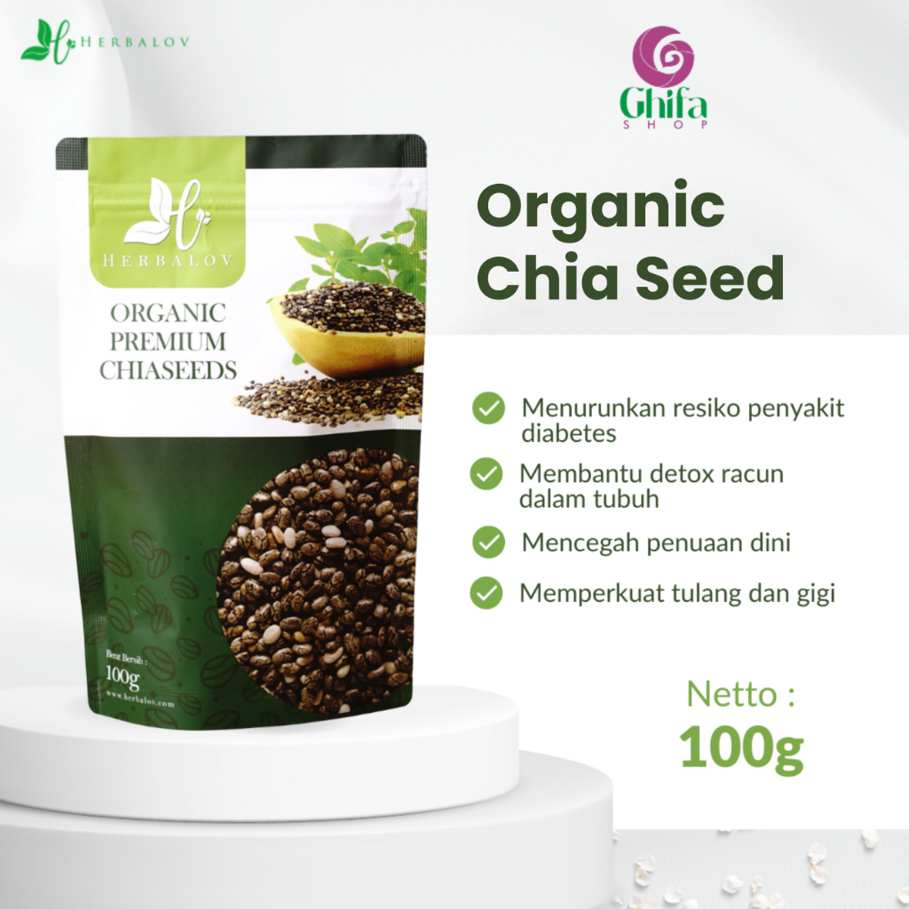 

Organic Premium Chia Seeds Herbalov 100 Gram Super Food Booster Kesehatan Detox Racun Untuk Diet Menyeimbangkan Berat Badan Alami Mudah Dikonsumsi Menyehatkan