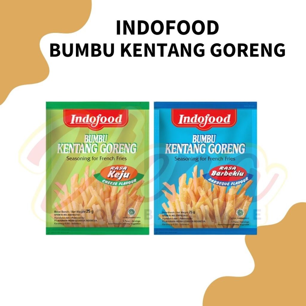 

Indofood Bumbu Tabur Kentang Goreng Sachet 25gr BBQ / Barbaque / Keju