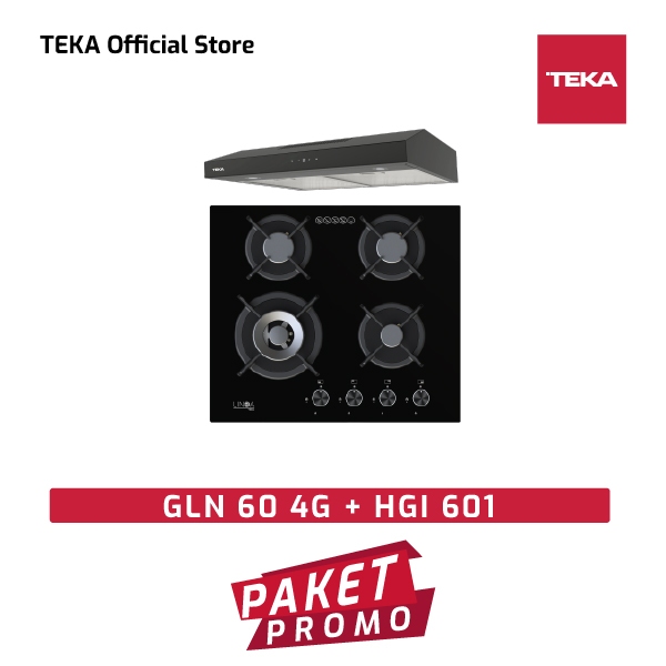 Kompor Tanam Gas 4 Tungku Linea by Teka GLN 60 4G Paket HGI 601 Black