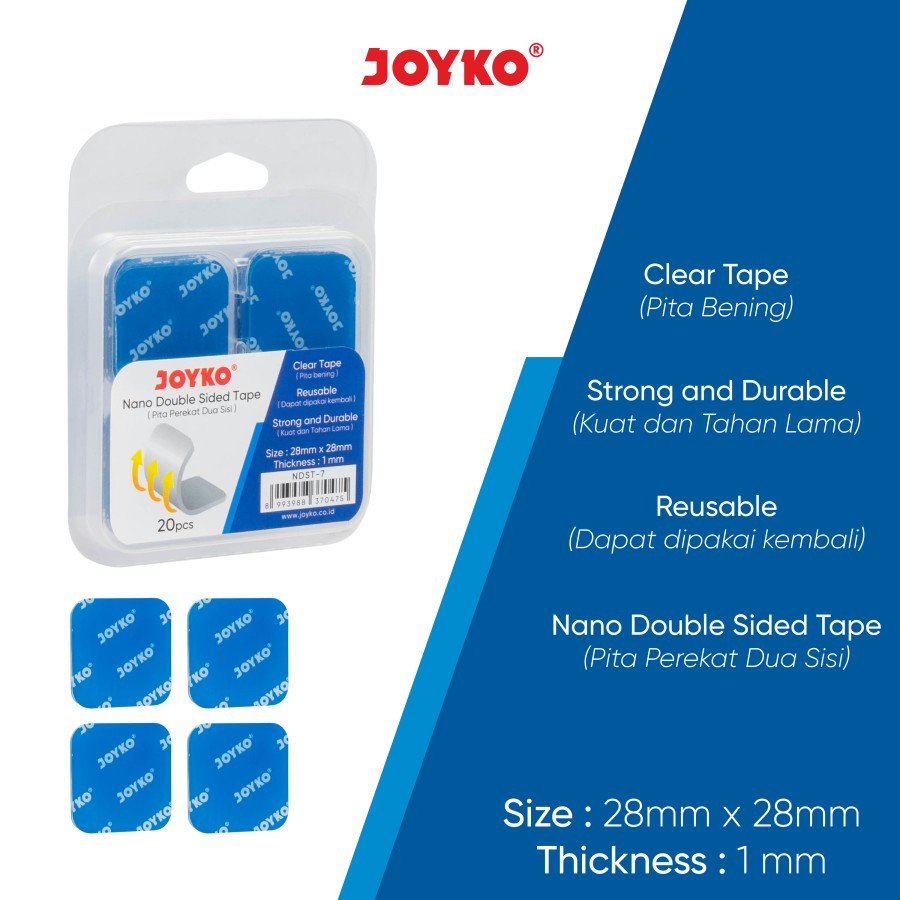 

Nano Double Sided Tape Joyko 28x28mm NDST-7