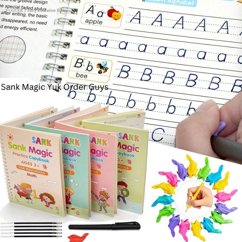 

5.5 Promo >> 4pcs sank magic book buku belajar menulis anak buku angka huruf buku edukasi anak tk sd paud