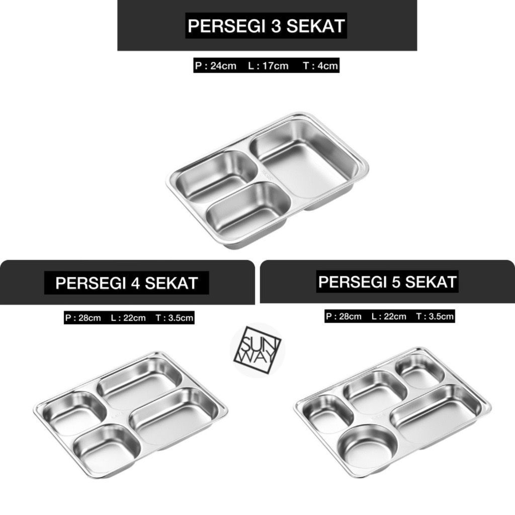 Piring Sekat Stainless / Piring Makan Sekat Stainless SUS 304 / Piring Stainless / Piring Makan Stai