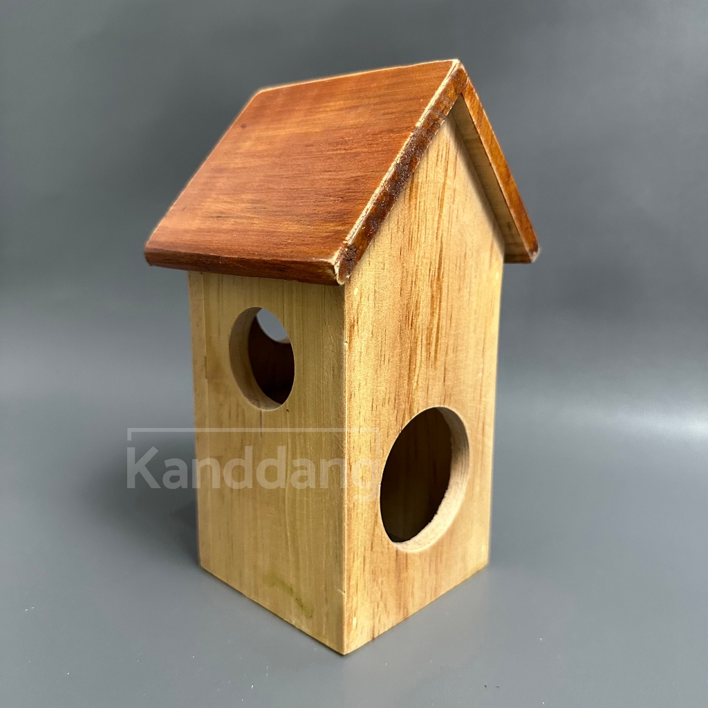 Mainan hamster bentuk rumah rumahan kayu