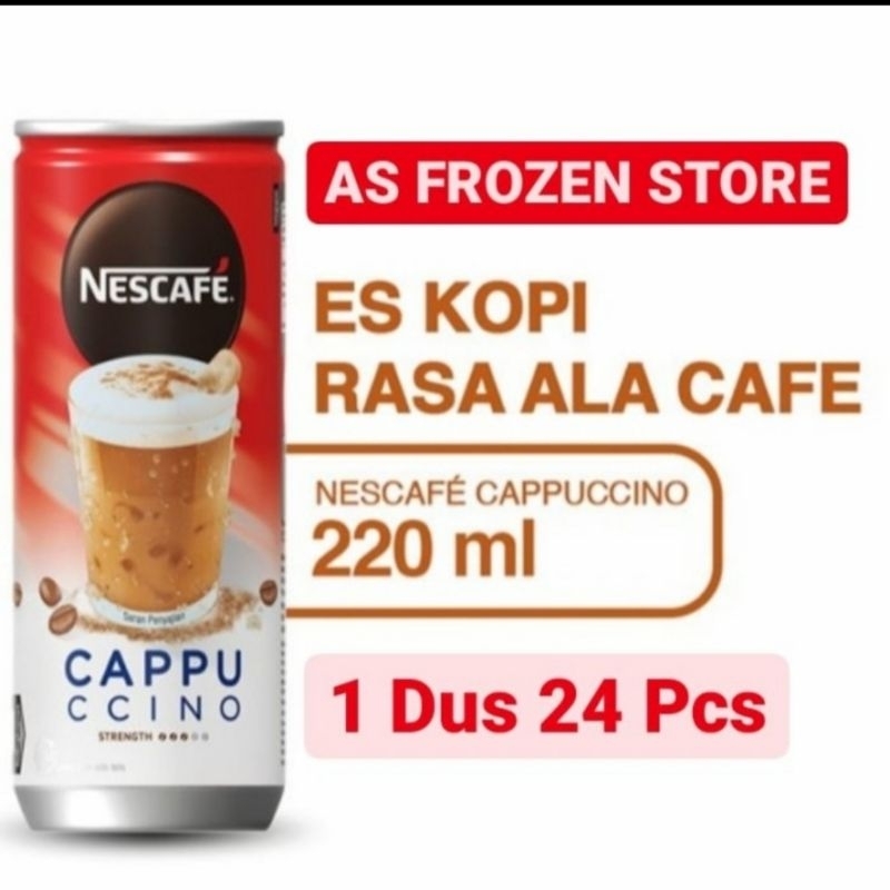 

Nescafe Cappucino / Nescafe Kaleng Cappucino / Nescafe Can Cappucino 220ml 1 Dus 24 Pcs