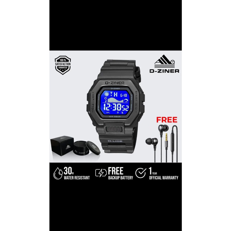 JAM TANGAN PRIA DAN WANITA DZINER 8318 DIGITAL WATER RESISTANT 30M