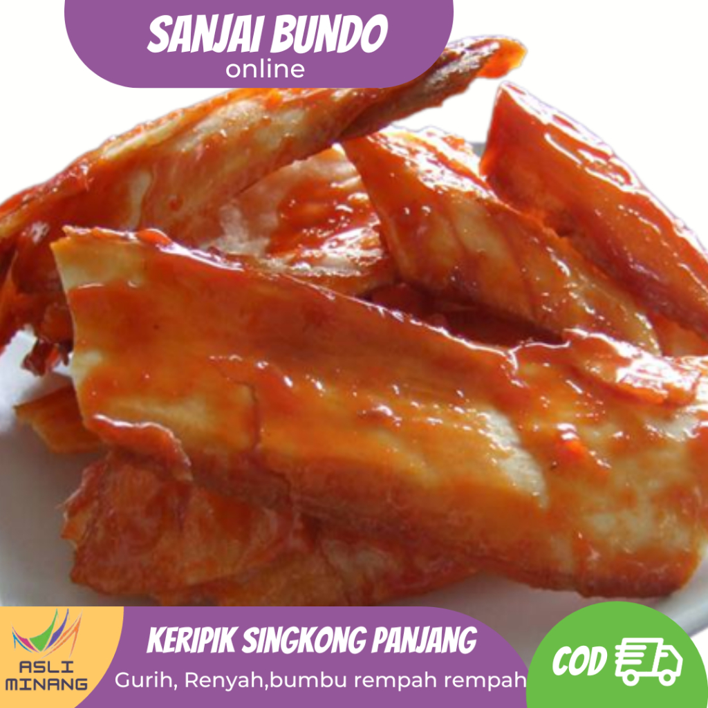 

Sanjai Bundo Keripik Singkong - Sanjai Panjang Balado Asli Minang - 100 gram