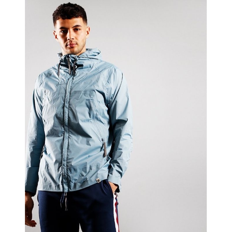 Pretty Green Seam Sealed Zip Through Hooded Jacket Sky Blue Original