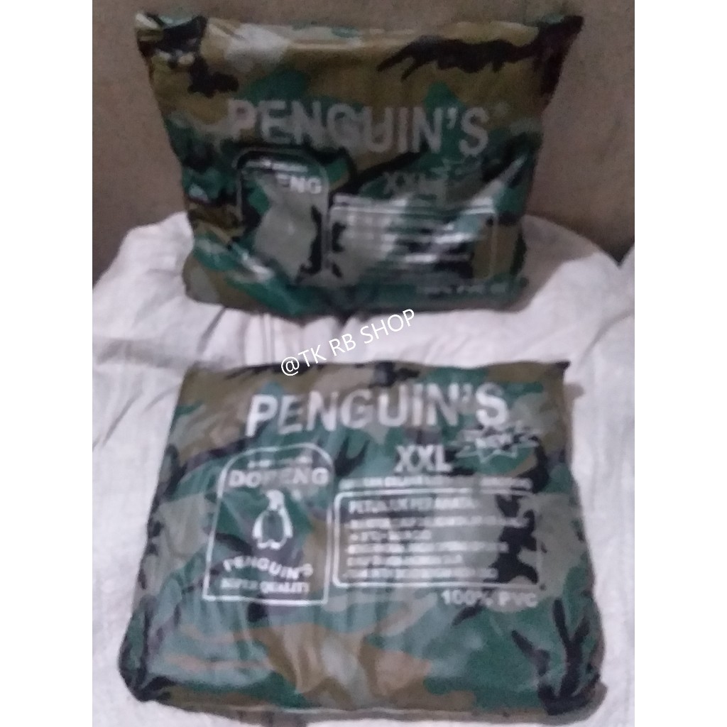 Jas Hujan Penguin's Doreng New pvc xxl setelan jaket celana