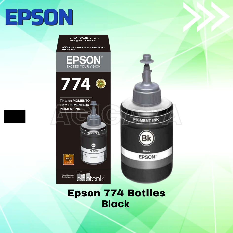 tinta epson ink 774 bk black hitam original