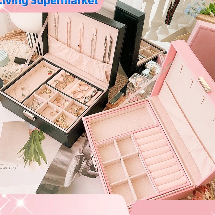 Terjamin Display 2 Layer Kotak perhiasan Kotak penyimpanan perhiasan kotak perhiasan Kotak penyimpan