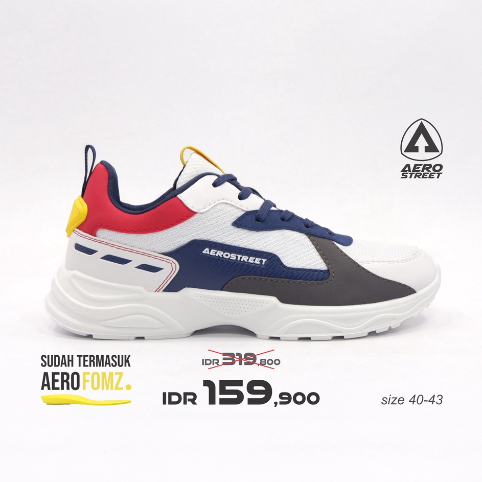 Diminatim3M7y Aerostreet 40-43 Riku Putih Biru Tua Merah - Sepatu Sneakers Sport 21HH31