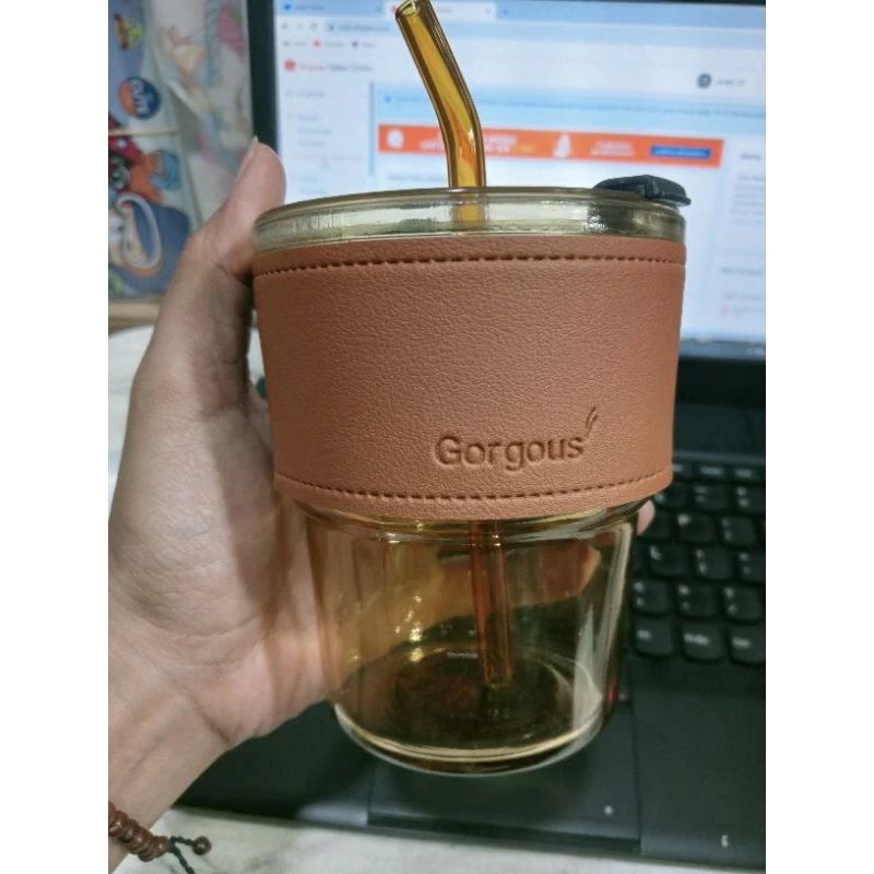 GELAS KACA SEDOTAN / TUMBLER KACA UNIK