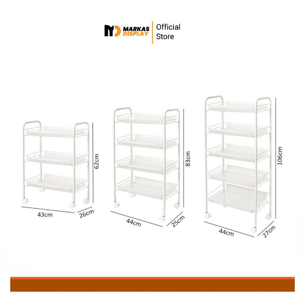Rak Troli Tingkat Susun Besi Tebal/Rak Troli Lantai Roda Serbaguna