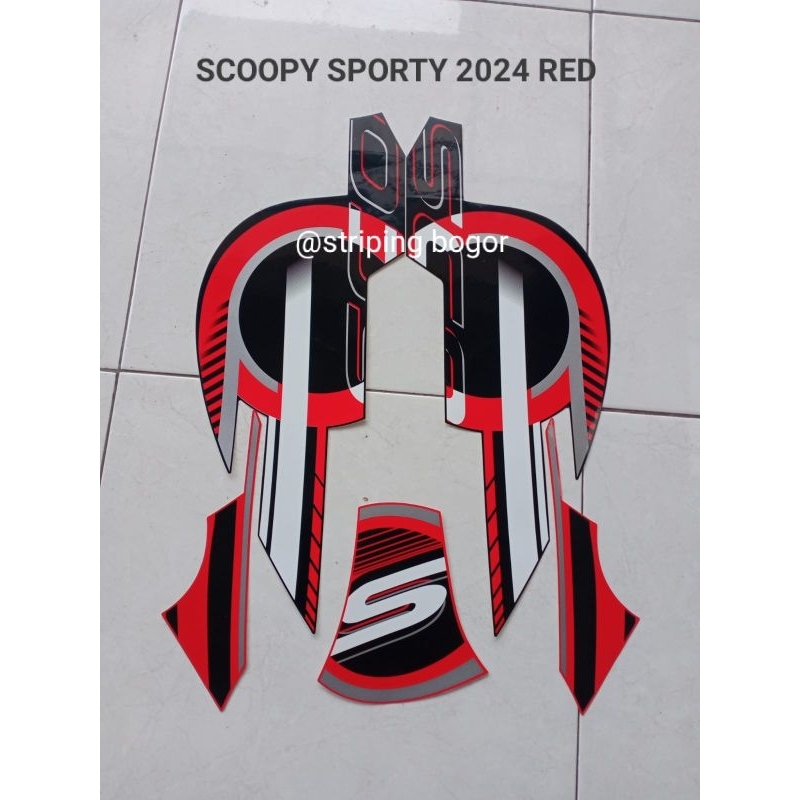 Stiker Striping Motor Honda Scoopy Sporty 2024 Red ORI