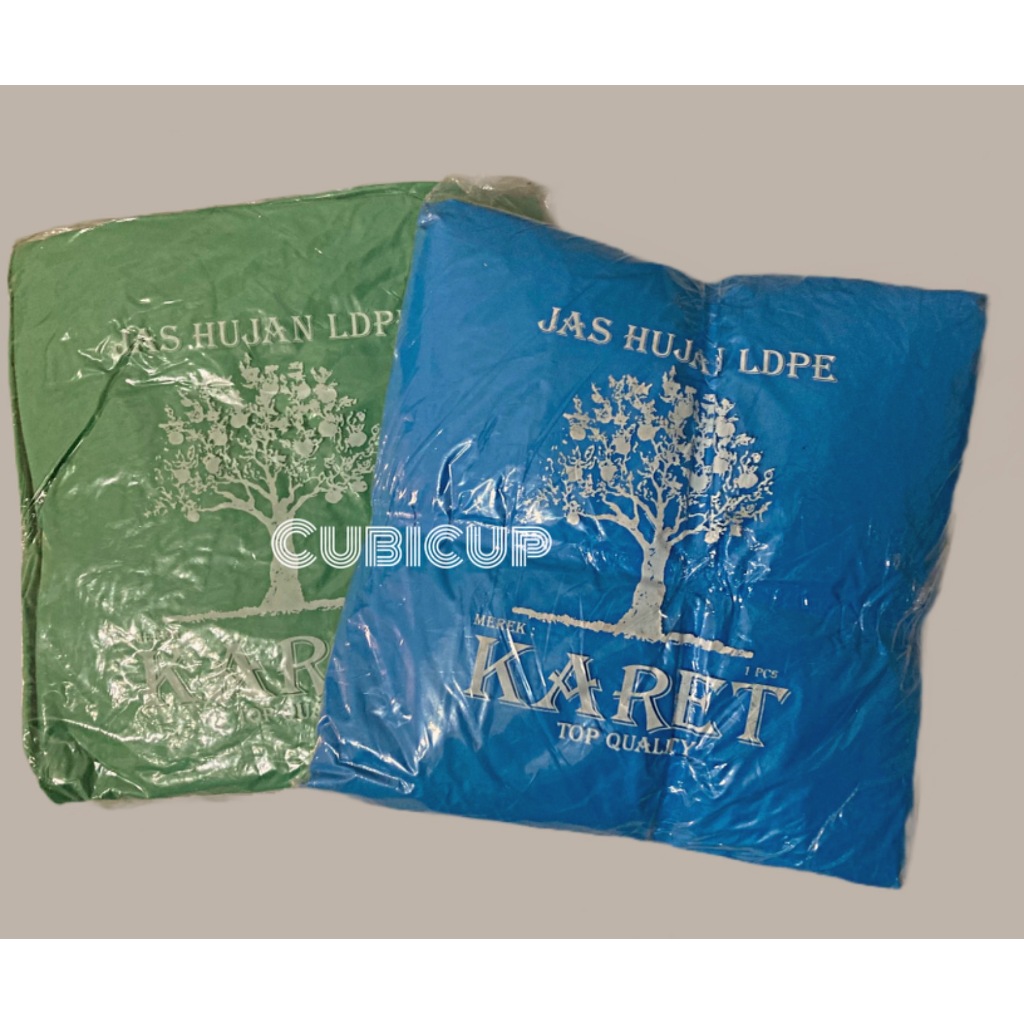 Jas Hujan KARET Setelan (BAJU DAN CELANA) All Size Plastik Merek Karet