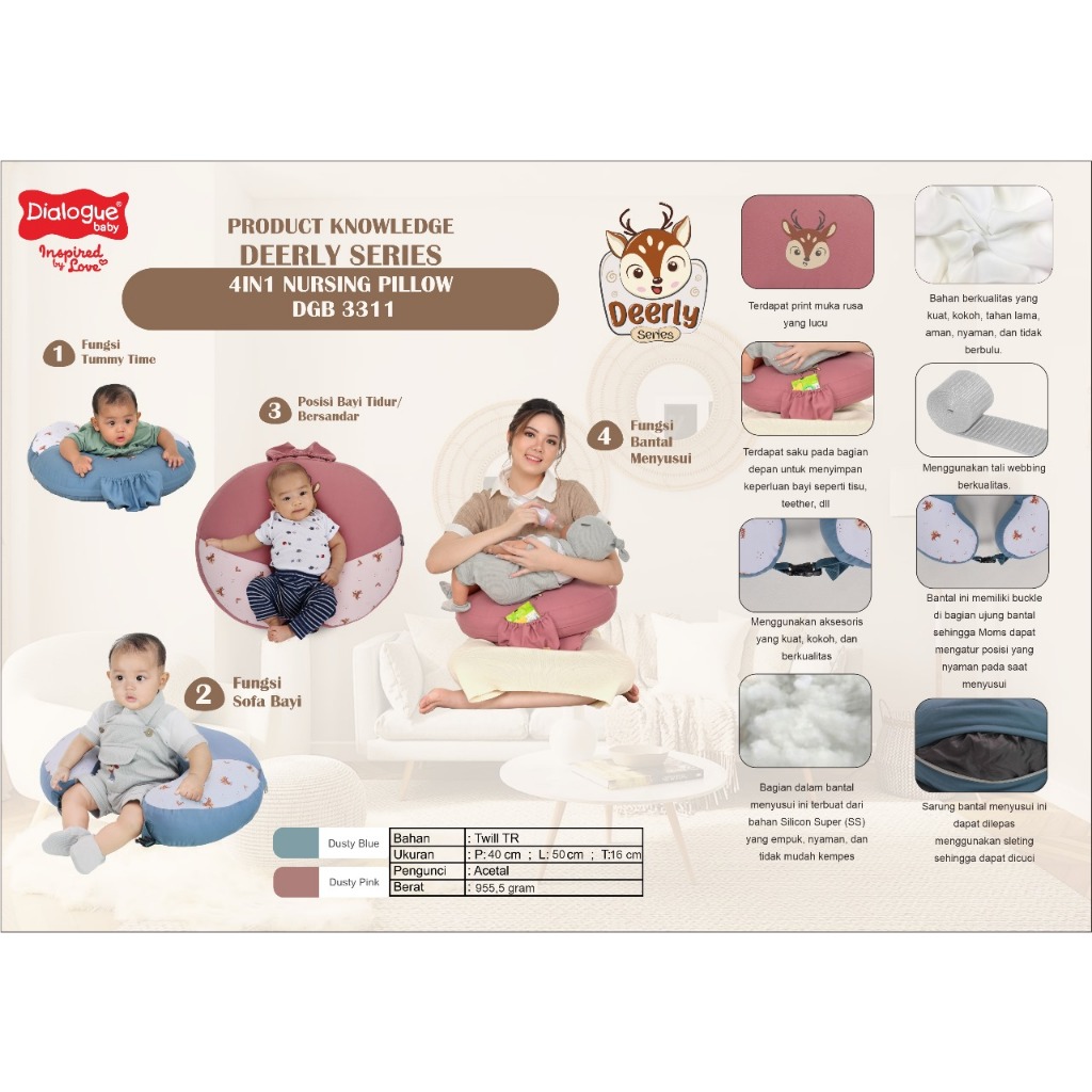 Dialogue Baby Bantal Menyusui 3 in 1 Bearie Series - DLB4319 / Deerly Series DGB 3311