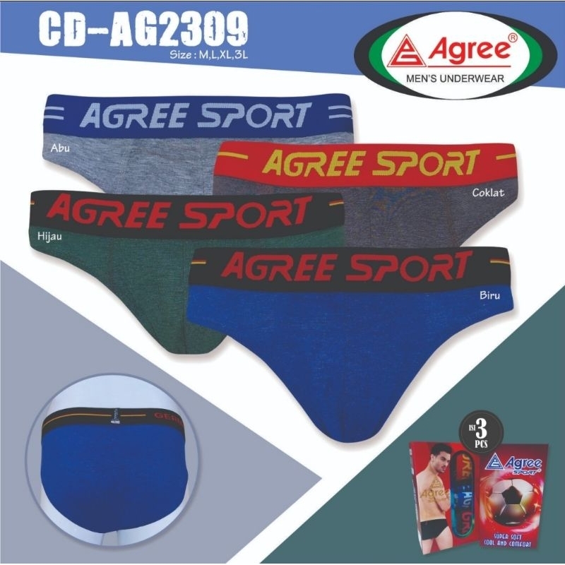 3pcs celana dalam pria merk agree sport 2309