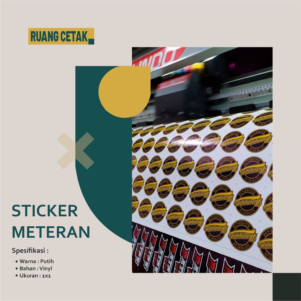 

Cetak Stiker Vinyl Custom Waterproof Meteran Indoor | Outdoor Etalase Konter Print Sticker Anti Air Ukuran Besar