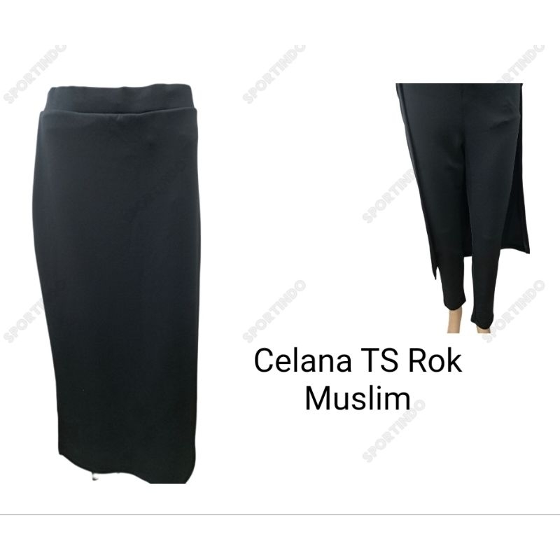 Celana Training Rok Muslimah / Celana Model Rok / Olahraga Wanita Hitam Polos