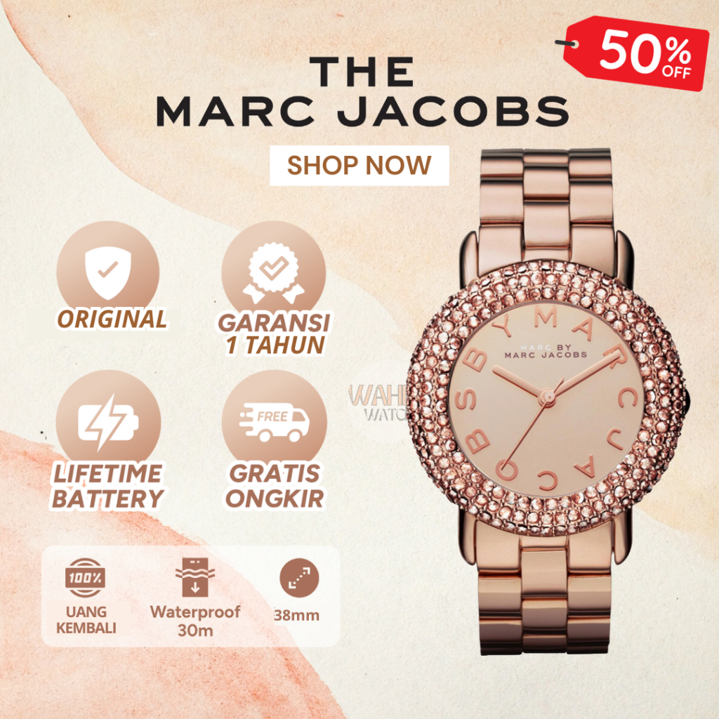 [ORIGINAL]-[COD] ✅ Jam Tangan Marc Jacobs MBM 3192 Marci Analog Display Analog Quartz Rose Gold Watc