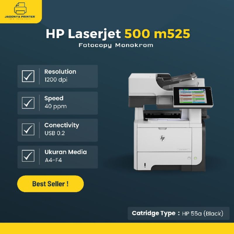 Printer  HP Laserjet Enterprise 500 MFP M525 Monokrom Kaca Scanner F4