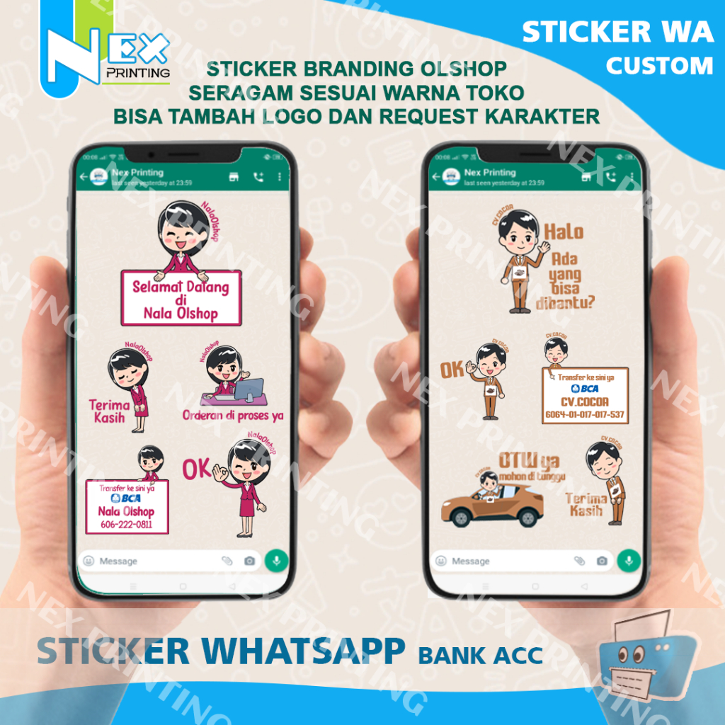 Jasa Sticker Whatsapp Telegram olshop stiker Wa custom design branding sales logo toko akun bank rek