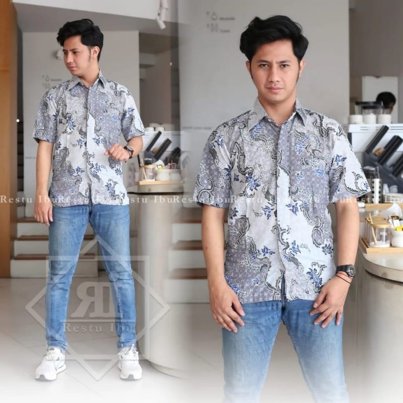 Kemeja batik lengan pendek aurel browen / hem batik pria pendek / kemeja batik formal terbaru