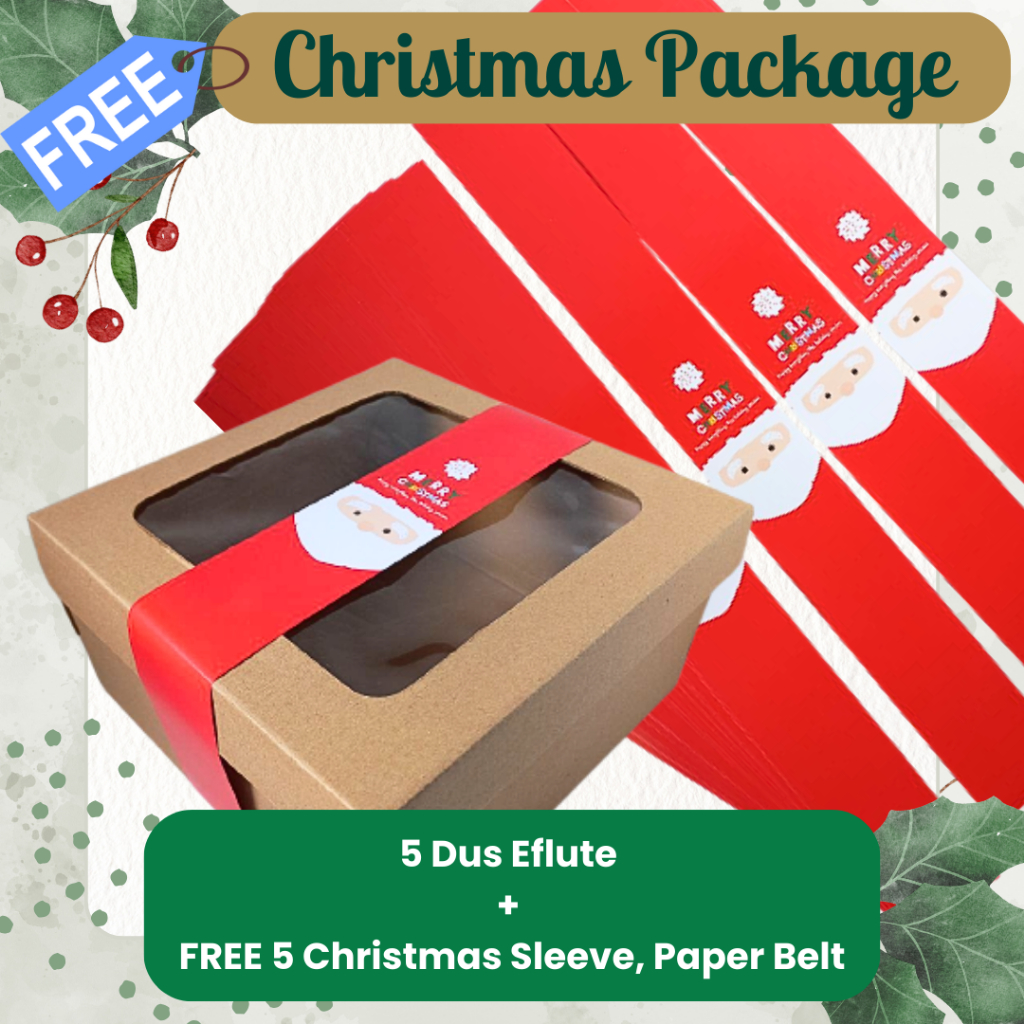 

CHRISTMAS Box Kotak Kue Cake Tinggi E-flute Mika Atas 25 x 25 x 12