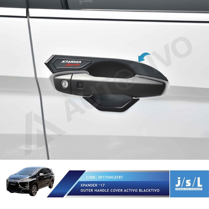 XPANDER 2017 2018 2020 2022 2024 PAKET HANDLE MANGKOK PEGANGAN PINTU ACTIVO HITAM BLACKDOP DOFF JSL 