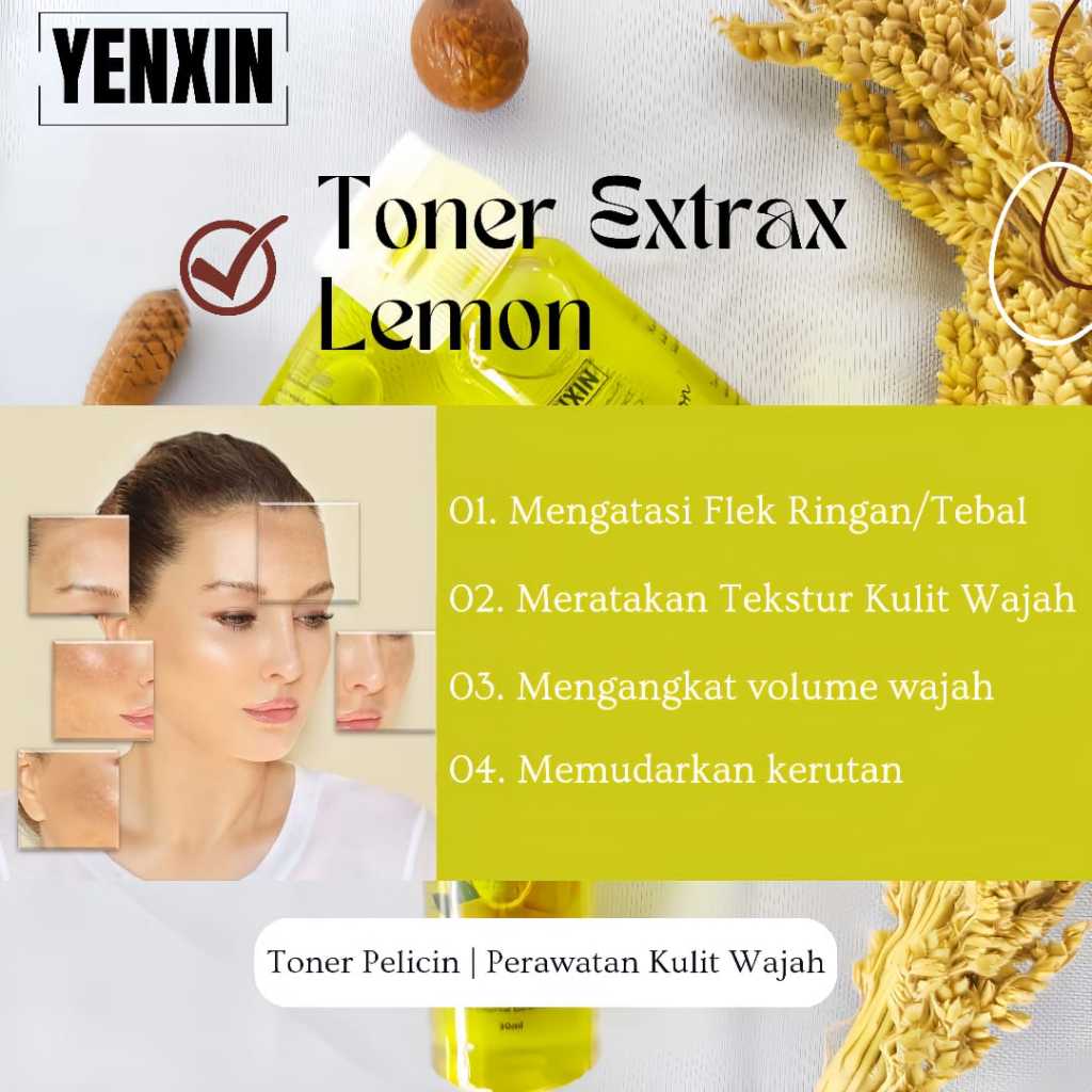 ( PROMO ISI 3 BOTOL ) YENXIN Toner Pelicin Wajah Lemon Ekstra - Toner Wajah Extrak Lemon - Toner Glo