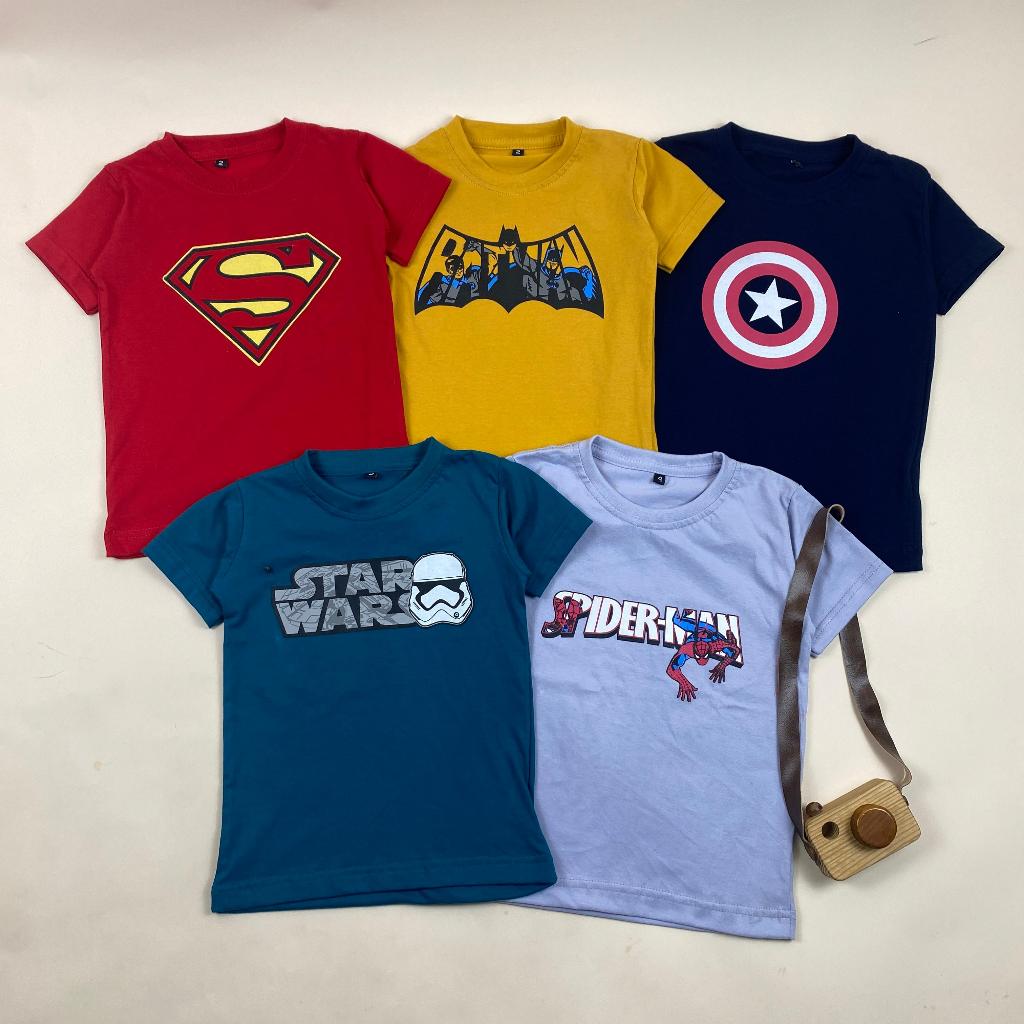 Grosir Kaos Anak Superhero 2 3 4 5 6 7 8 10 Tahun Pineapple Kids