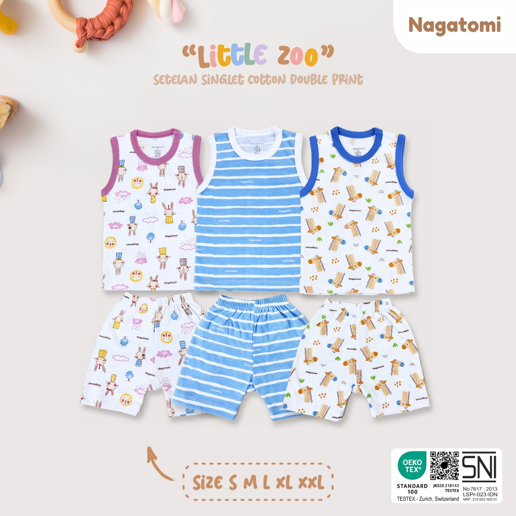 NAGATOMI - Setelan Baju Anak Kutung Little Zoo