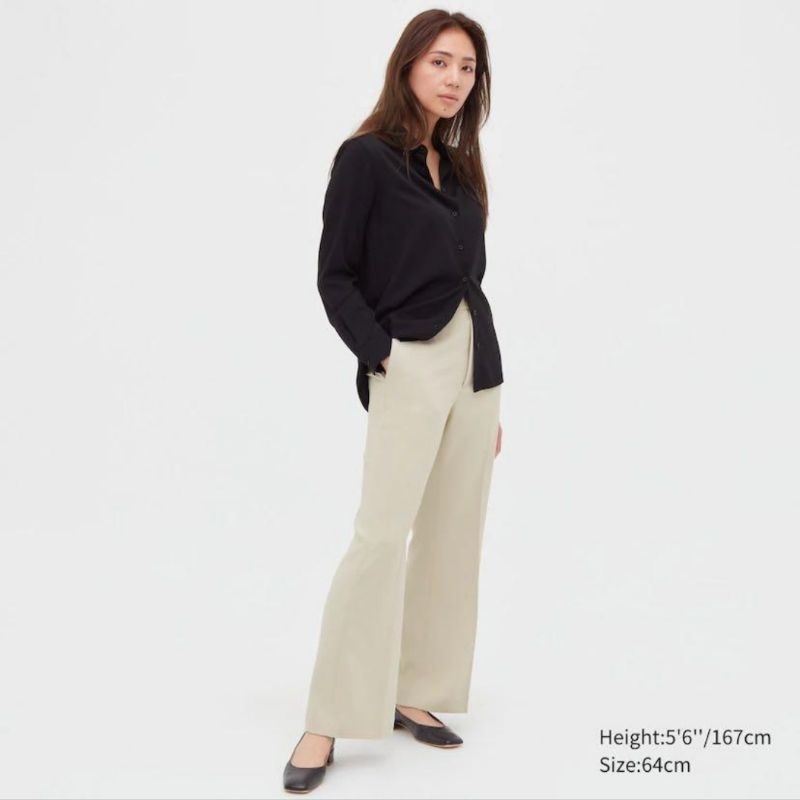 Uniqlo Drape Flare Pants Natural