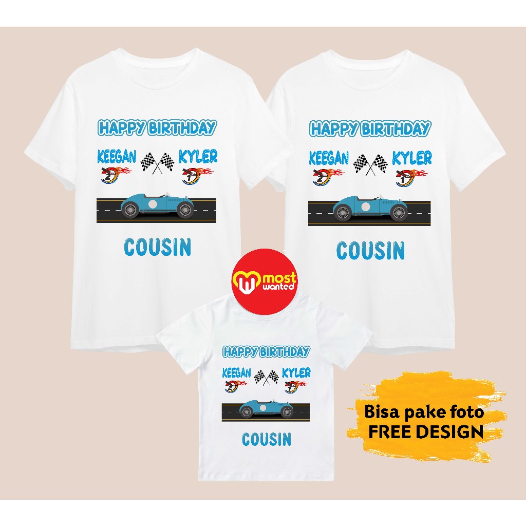 Baju Couple Keluarga Kaos Family Ulang Tahun Komunitas Kelompok Motif Cars 4