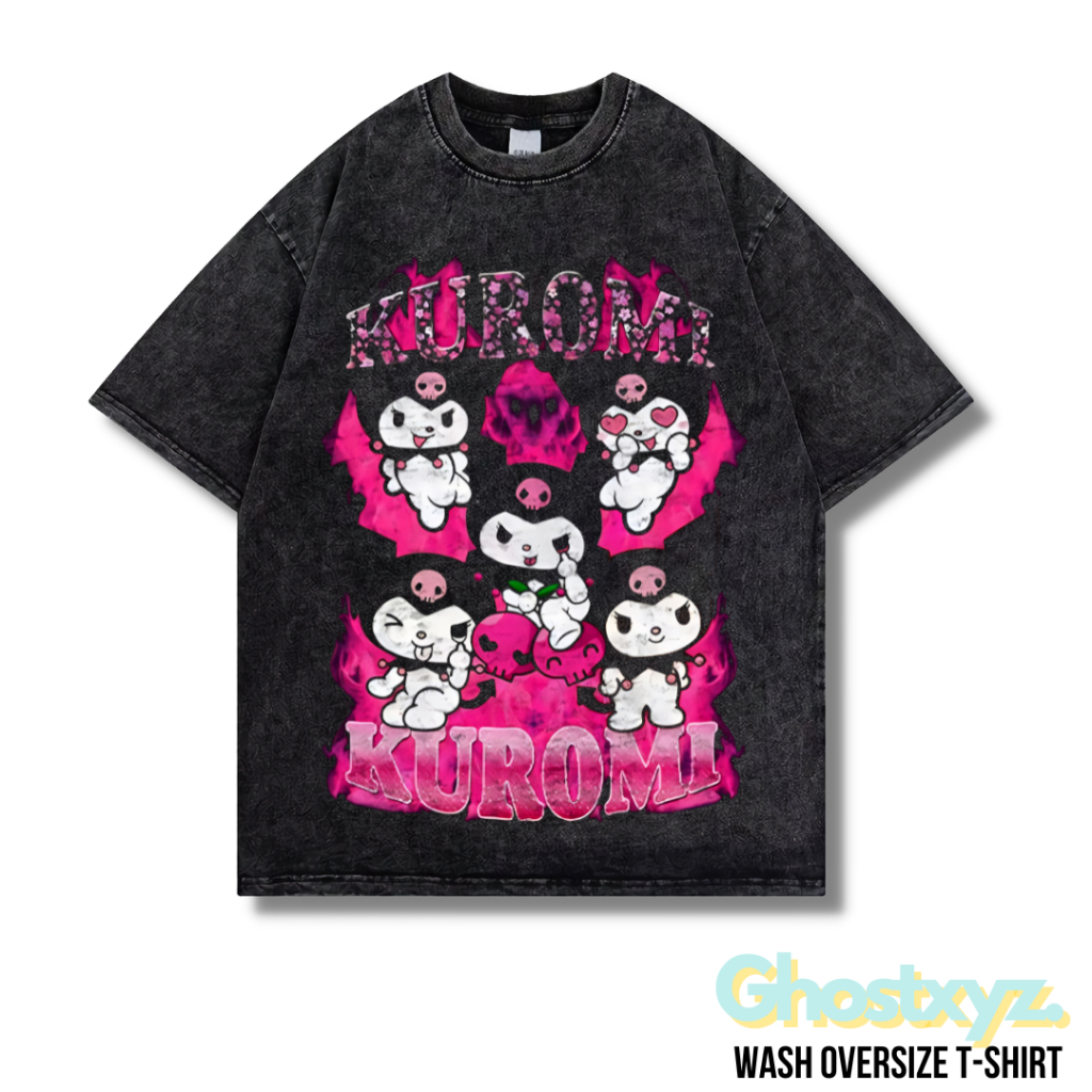 Ghostxyz T-Shirt "Kuromi" Wash Oversize Vintage Tee Baju Kaos