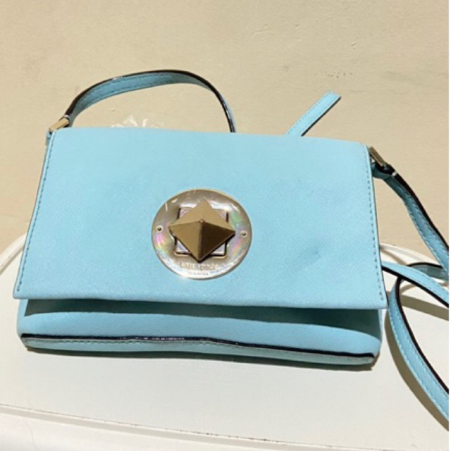 Tas Preloved Mantan Kate Spade New York Newbury Lane Sally Crossbody "Blue Hydrangea" Saffiano Leath