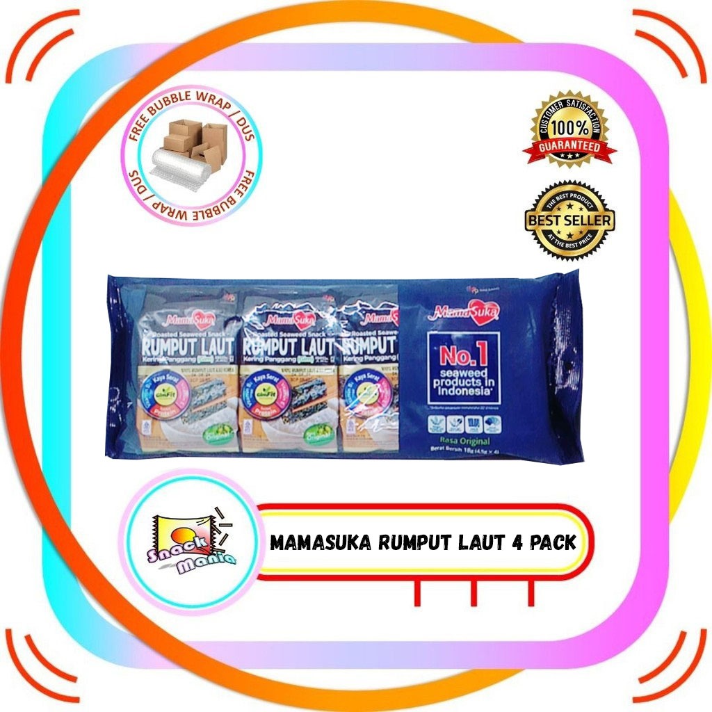 

MamaSuka Rumput Laut Nori Original ~ 4,5 gr x 4 Pack Mama Suka