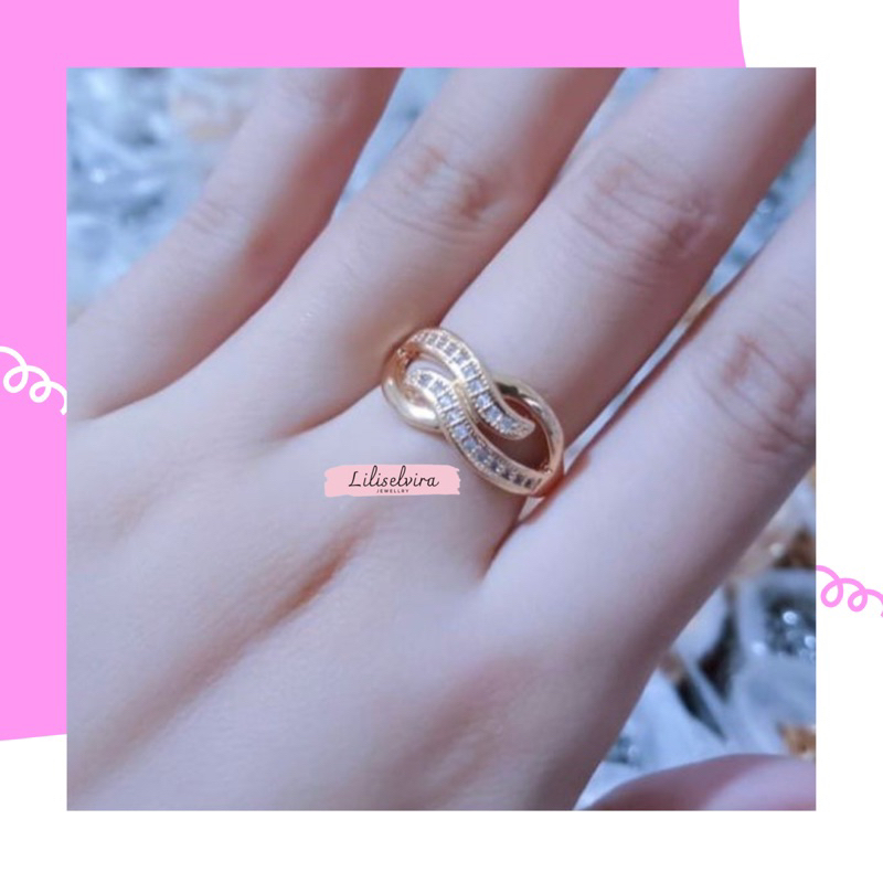 Cincin titanium wanita cincin dewasa gold