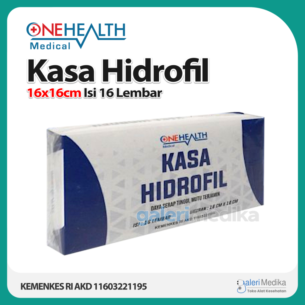 Onehealth Kasa Hidrofil 16x16cm Isi 16 Lembar / Kain Kasa 16 cm x 16 cm / Kasa Steril 16x16 cm