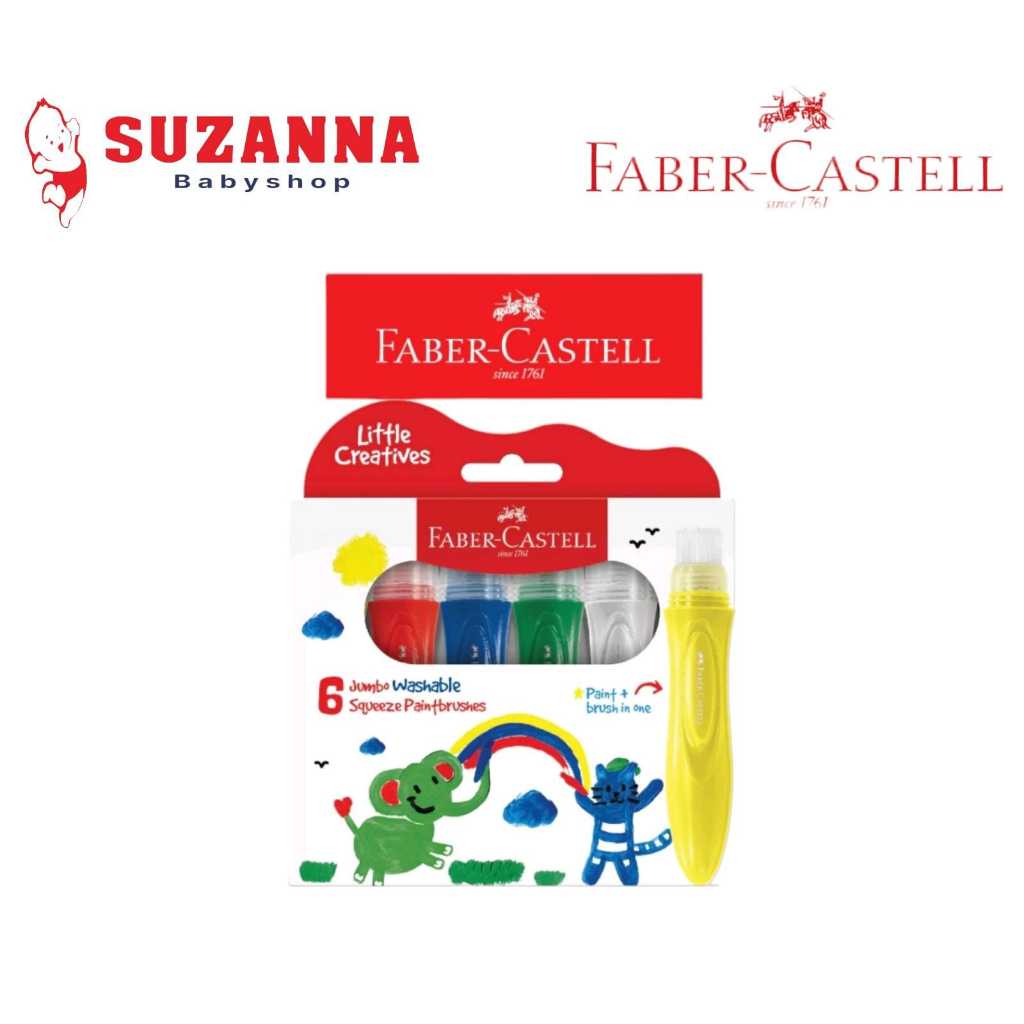 

Faber Castell Jumbo washable squeeze paintbrushes pack 6 pcs - Crayon