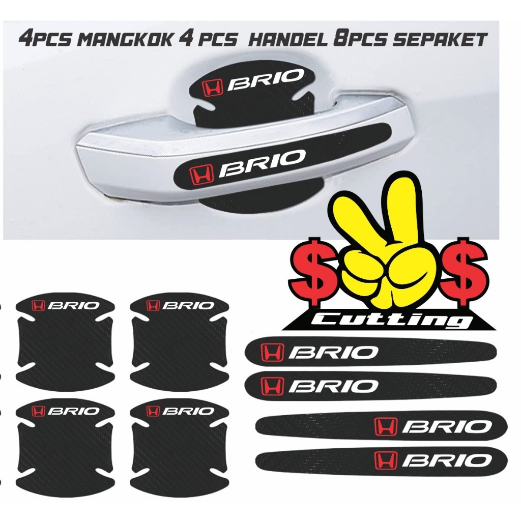 Stiker Carbon Handle Pelindung Gagang Pintu Mobil Honda Brio