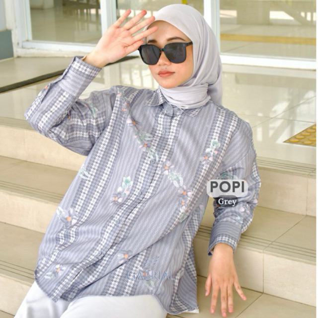 POPI Shirt Atasan Wanita Exclusive Monogram Printed Limitide Gabrial katun toyobo Premium Oversize
