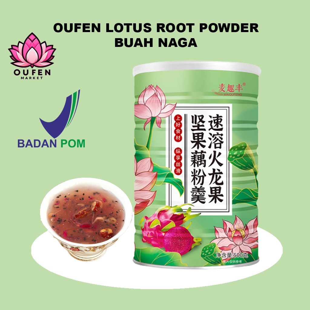 Ou fen Lotus Root Powder Oufen Akar Teratai Rasa Buah Naga Makanan Diet