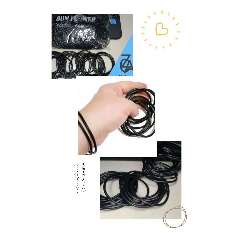 Diskon Gelang Tangan Karet Polos Hitam Gaul Sunflower isi 144 pcs
